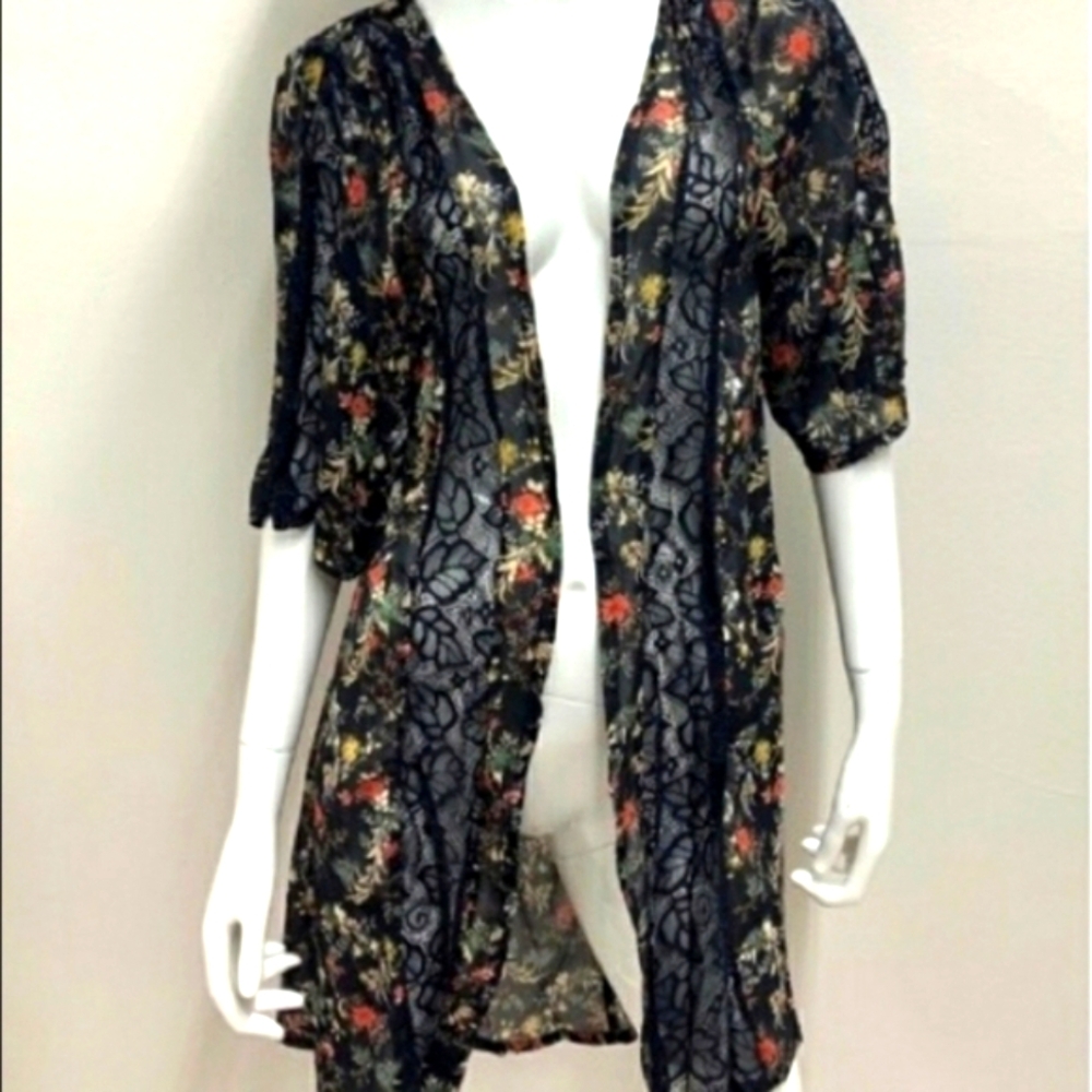 Sam Edelman Multicolor Floral Black Robe - Picture 4 of 7